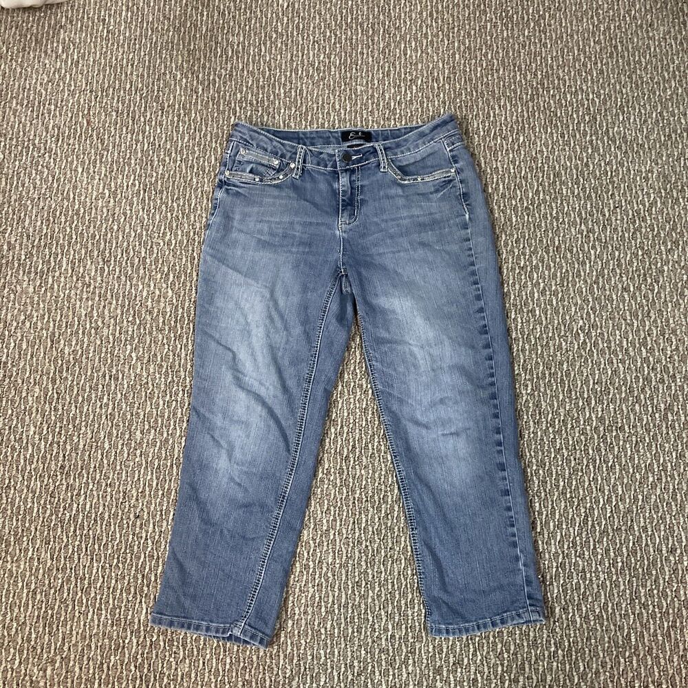 Earl Jeans Women's Size 10 Straight Leg Bejeweled Embroidered Denim Jeans